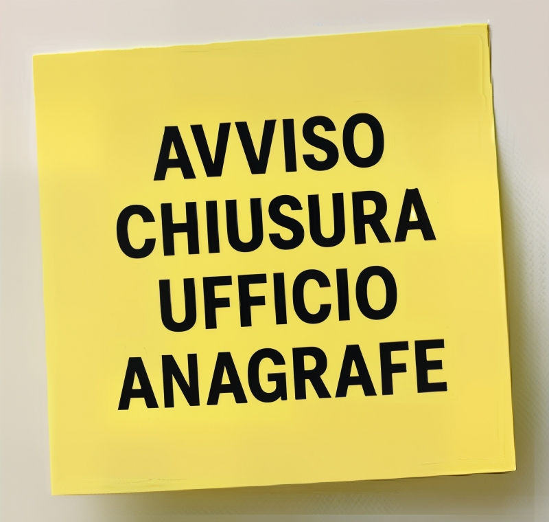 Avviso chiusura ufficio Anagrafe 
